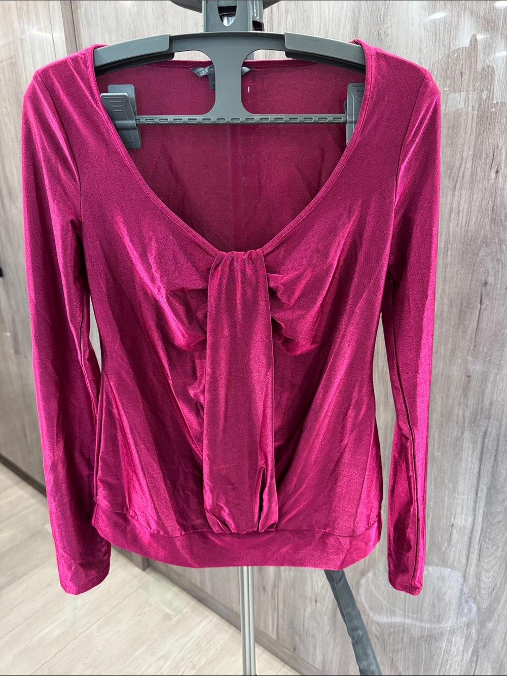 Armani Exchange Long-Sleeve Tie-Front Top in Fuchsia